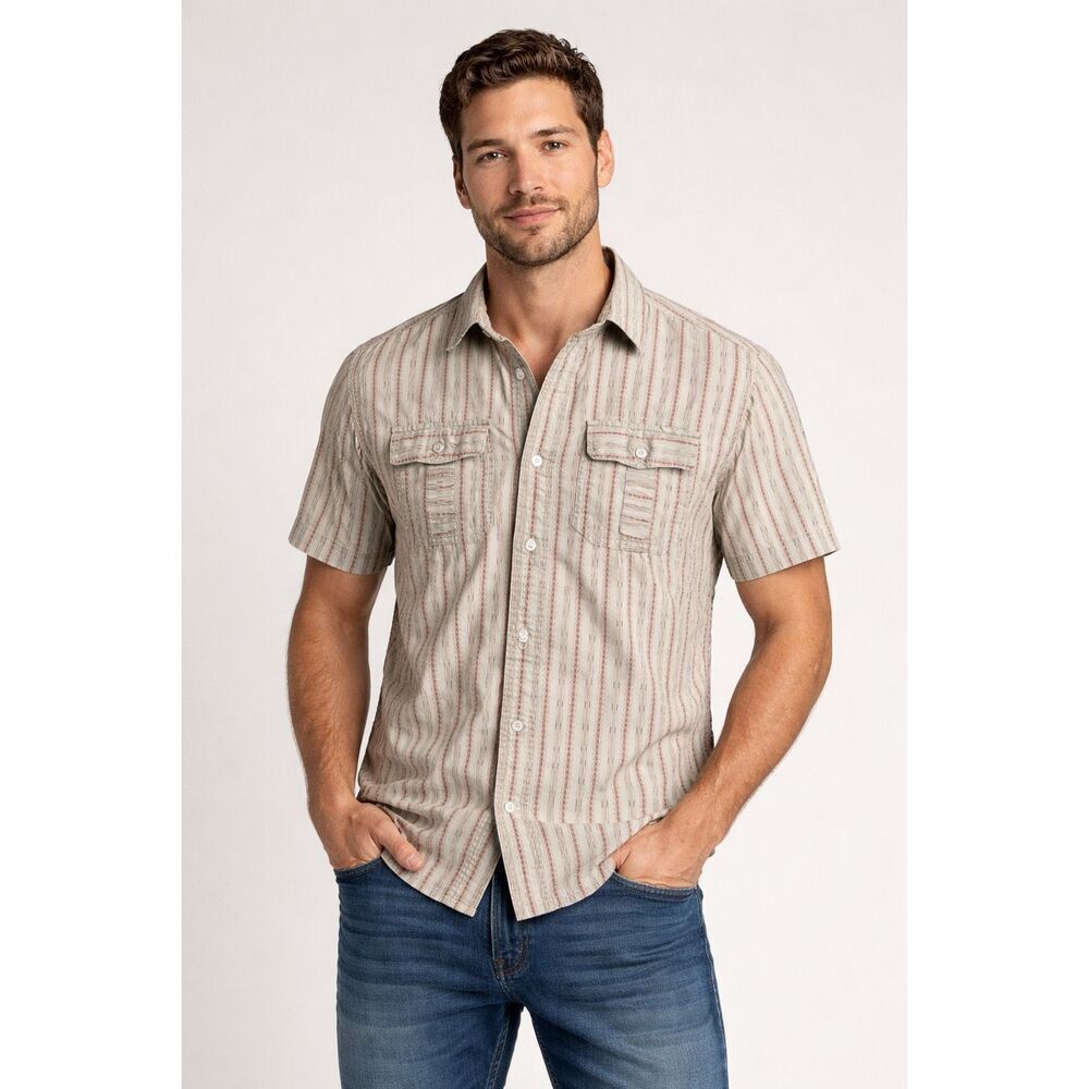 Prana Organic Cotton Striped Shirt Mens Small Button Up Casual